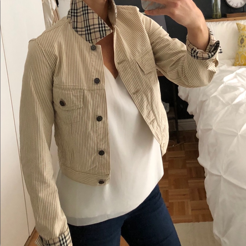 Burberry striped denim jacket size US 8